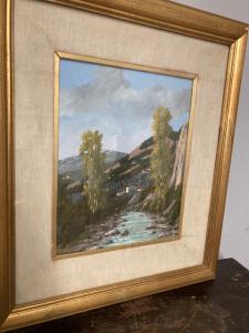 Ölgemälde Landschaft Giacomo Delcroix Florenz 50er Jahre. Maße 22 x 29